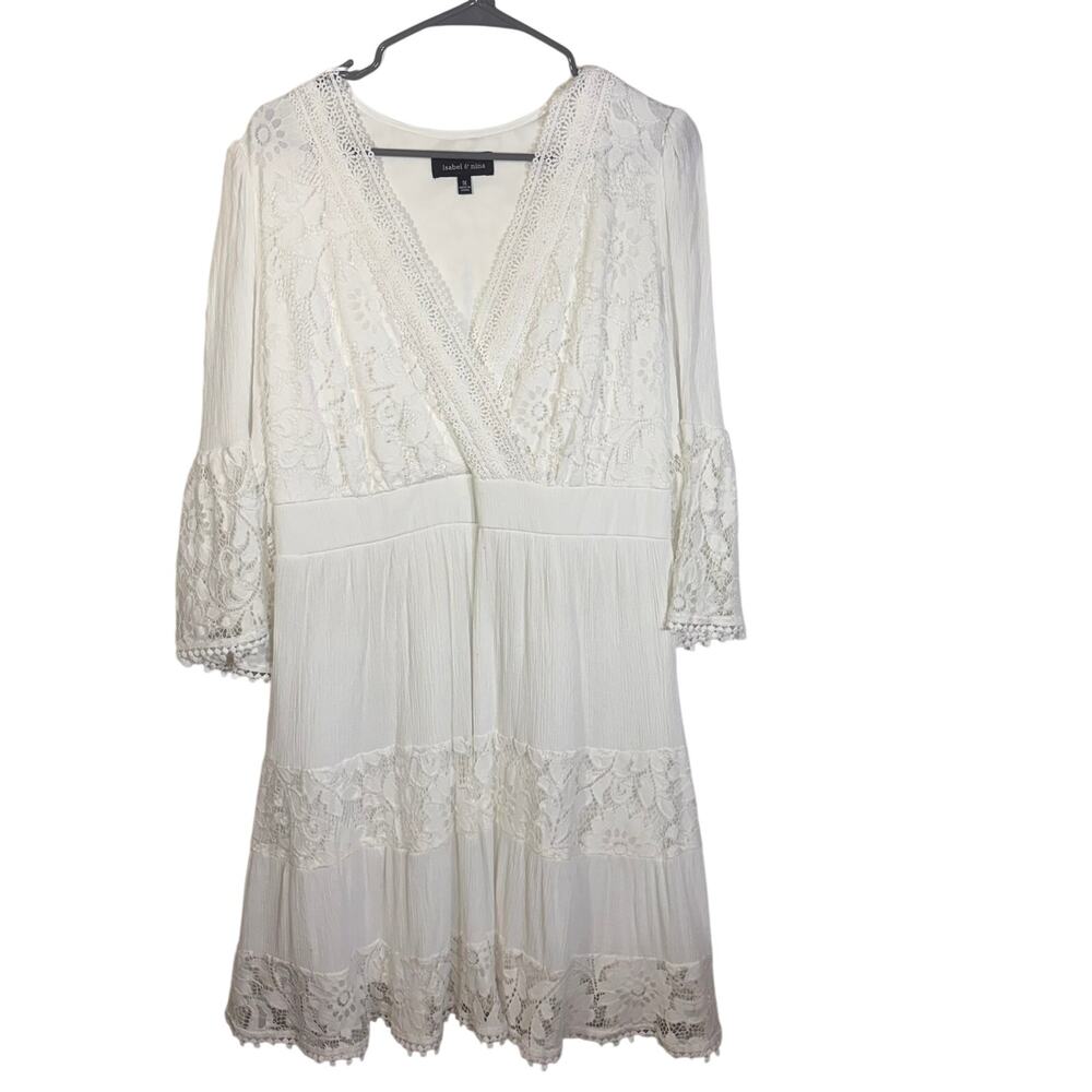 Isabel & Nina Ivory Lace Dress 1X Boho Tiered V Neck Cottagecore